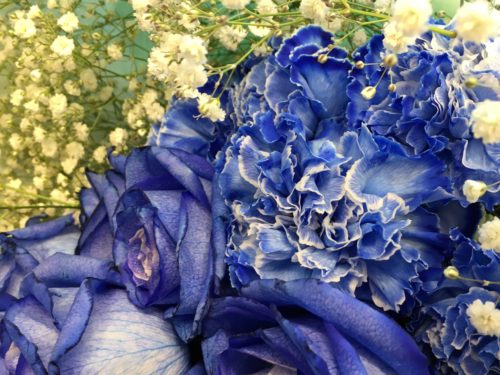 青バラ　花束